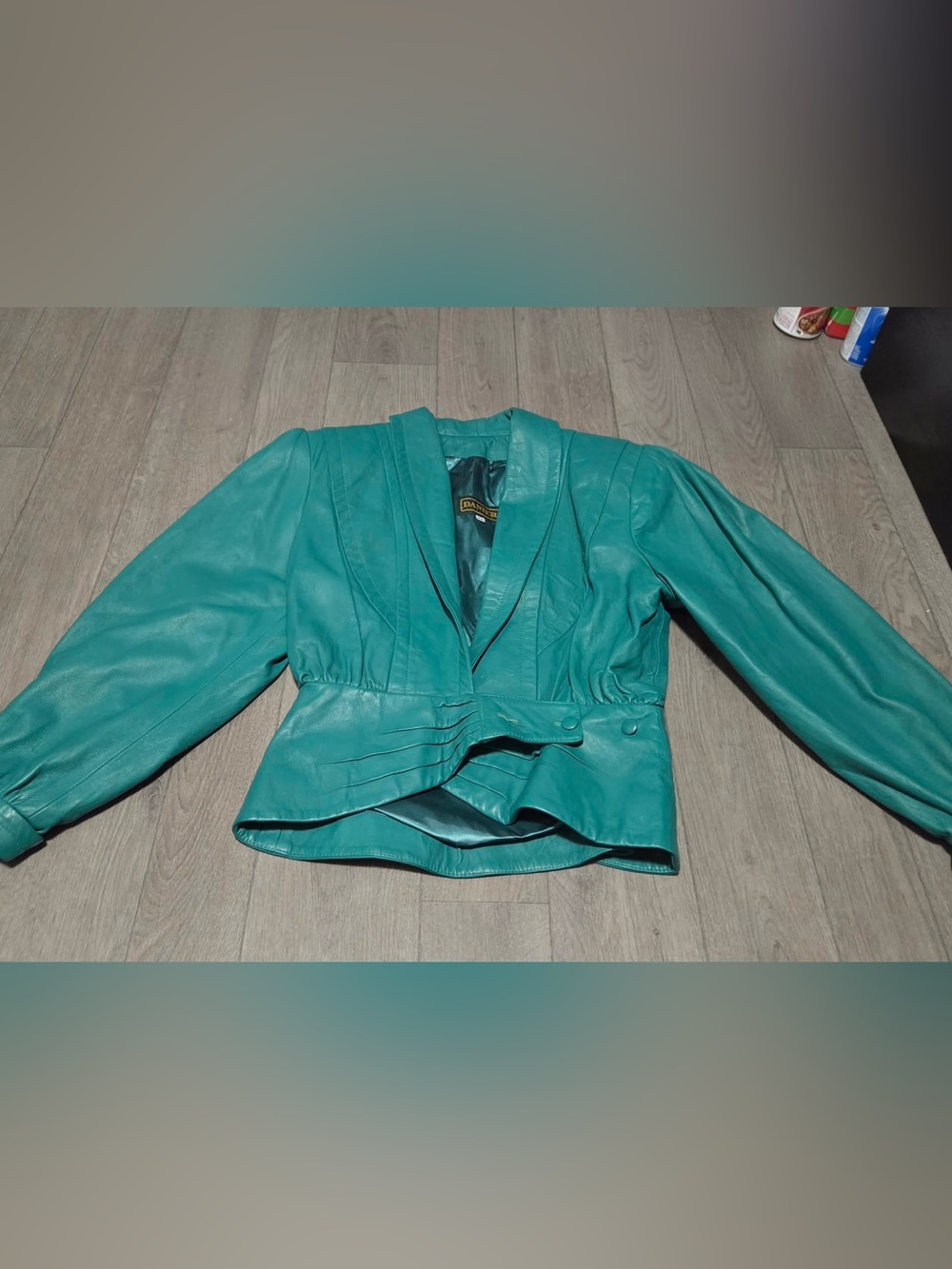 Danier Teal Cropped Leather Jacket